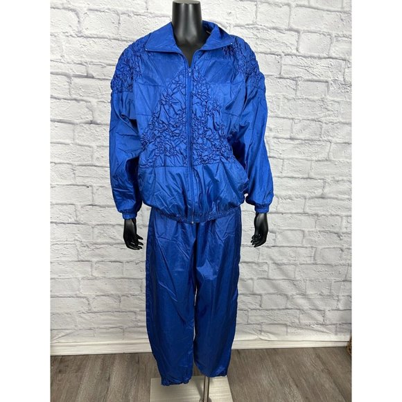 Sports Accent Quilted Ruched Windbreaker Jacket Track Suit Women's M‎ Top L Pant - Picture 1 of 7